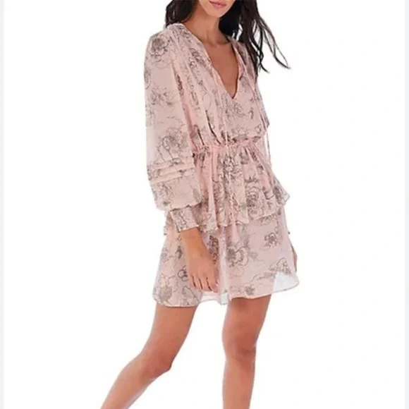 Allison New York Women's Floral Tiered Long Sleeve Dress - Dusty Rose Allison New York Women's Floral Tiered Long Sleeve Dress - Dusty Rose